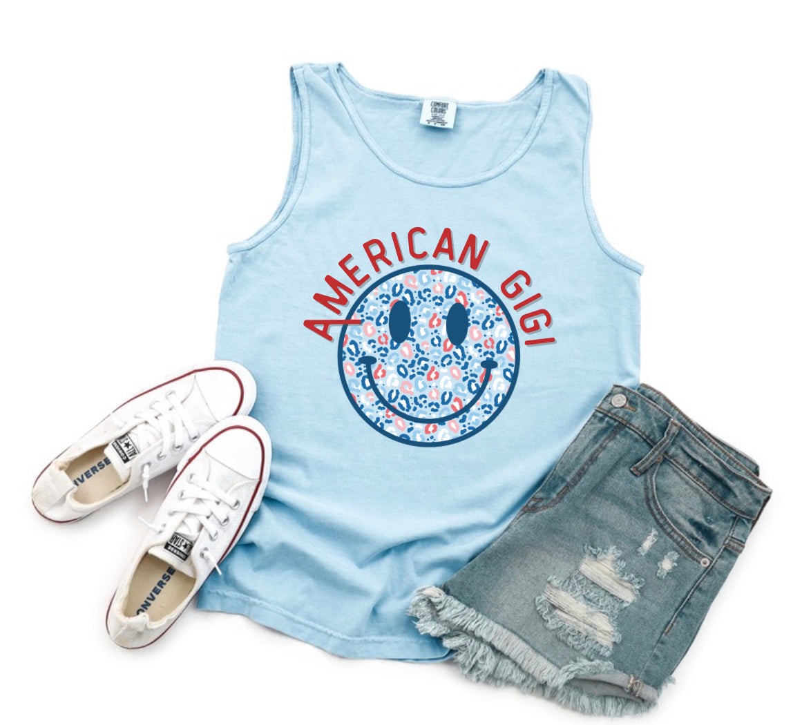 American Smiley Adult Short Sleeve Tank