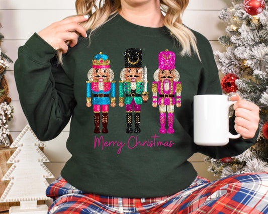 Faux Sequin Nutcracker Adult Sweatshirt