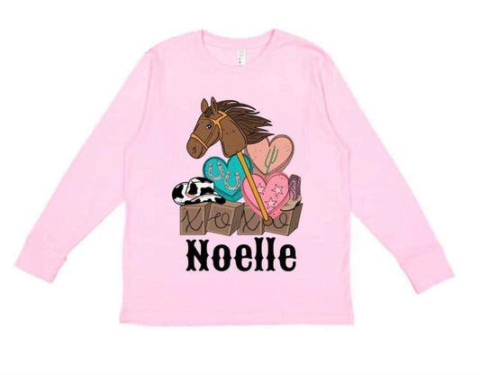 Girls Western Valentine Long Sleeve Tee