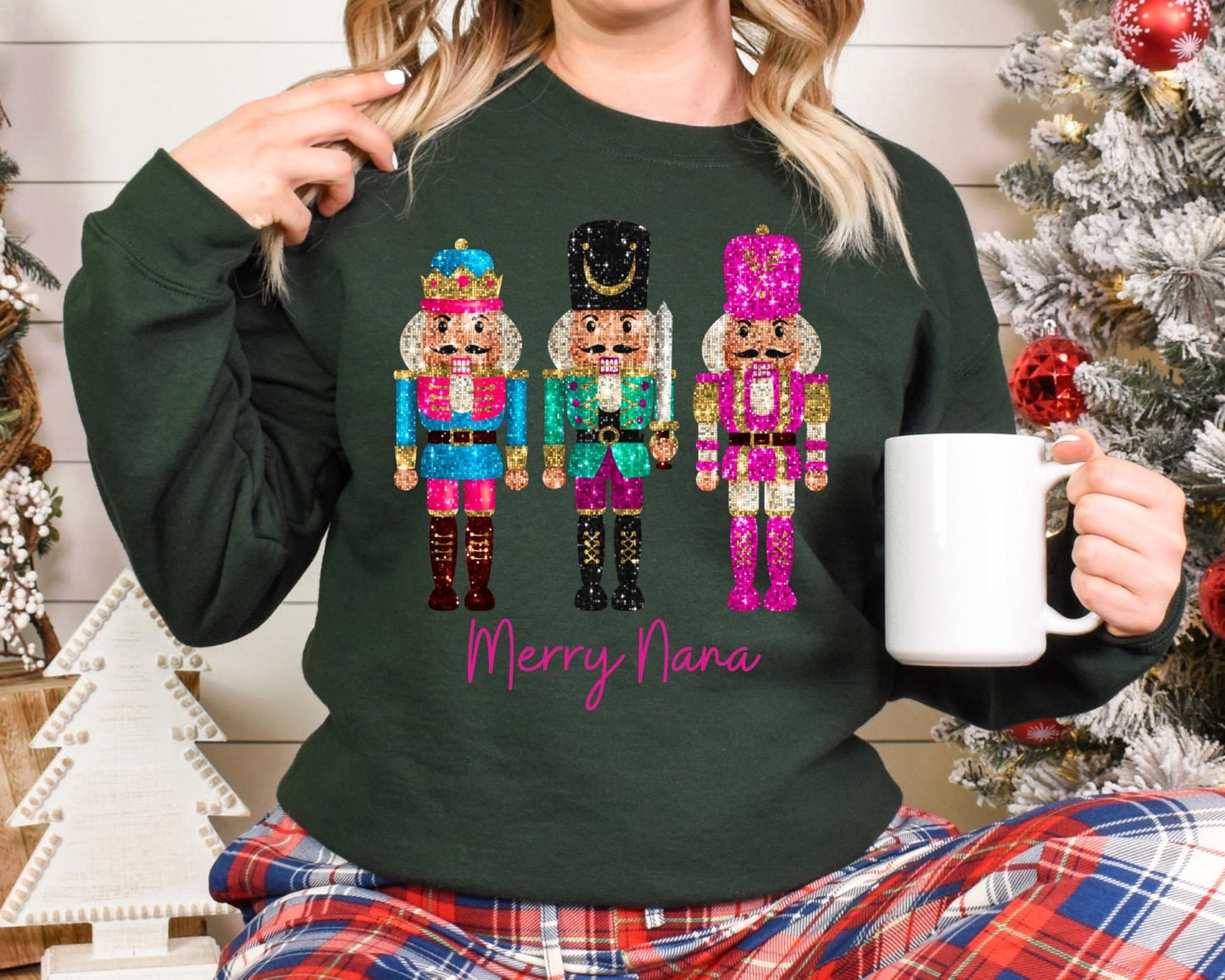 Faux Sequin Nutcracker Adult Sweatshirt