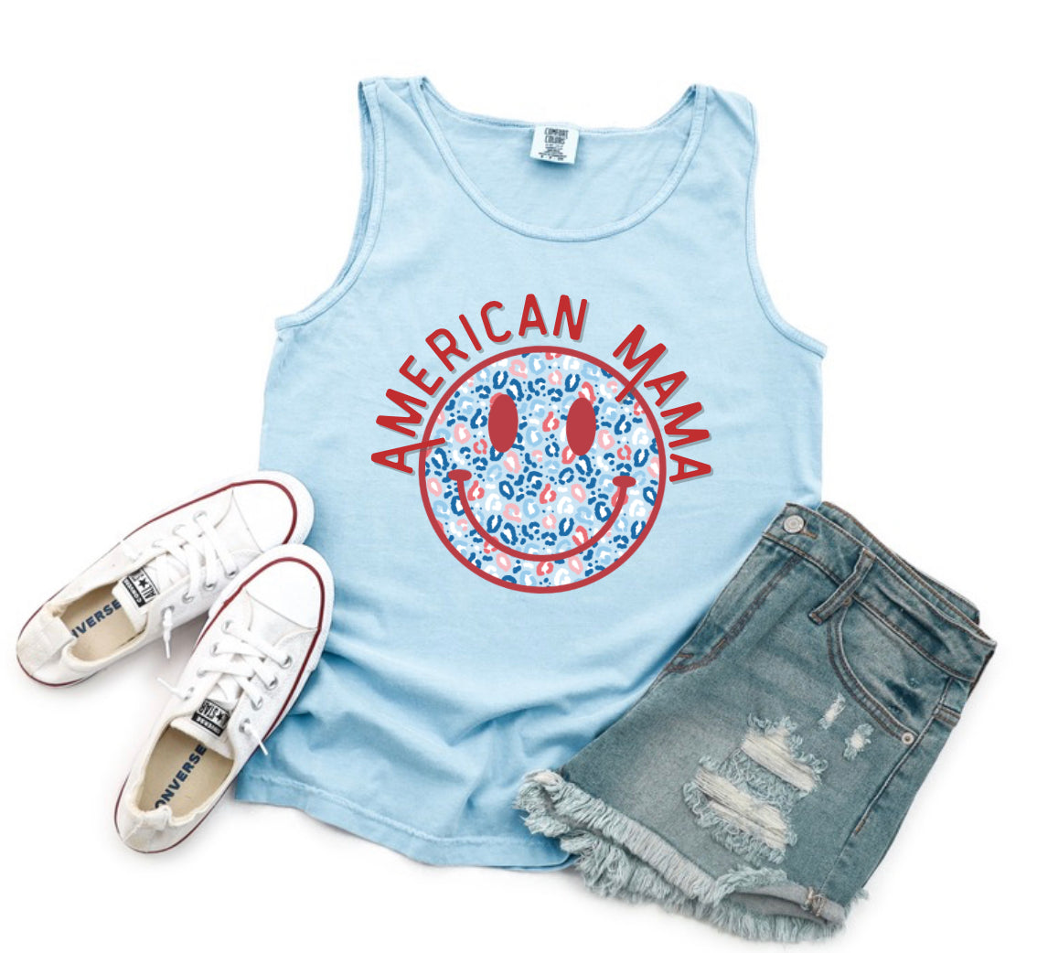 American Smiley Adult Short Sleeve Tank