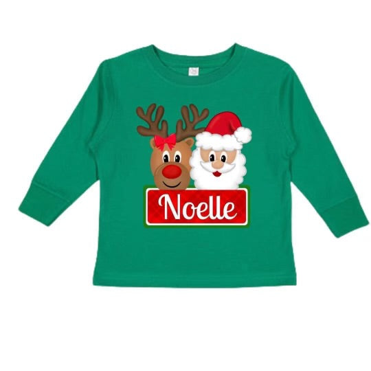 Girls Santa Reindeer Long Sleeve Tee