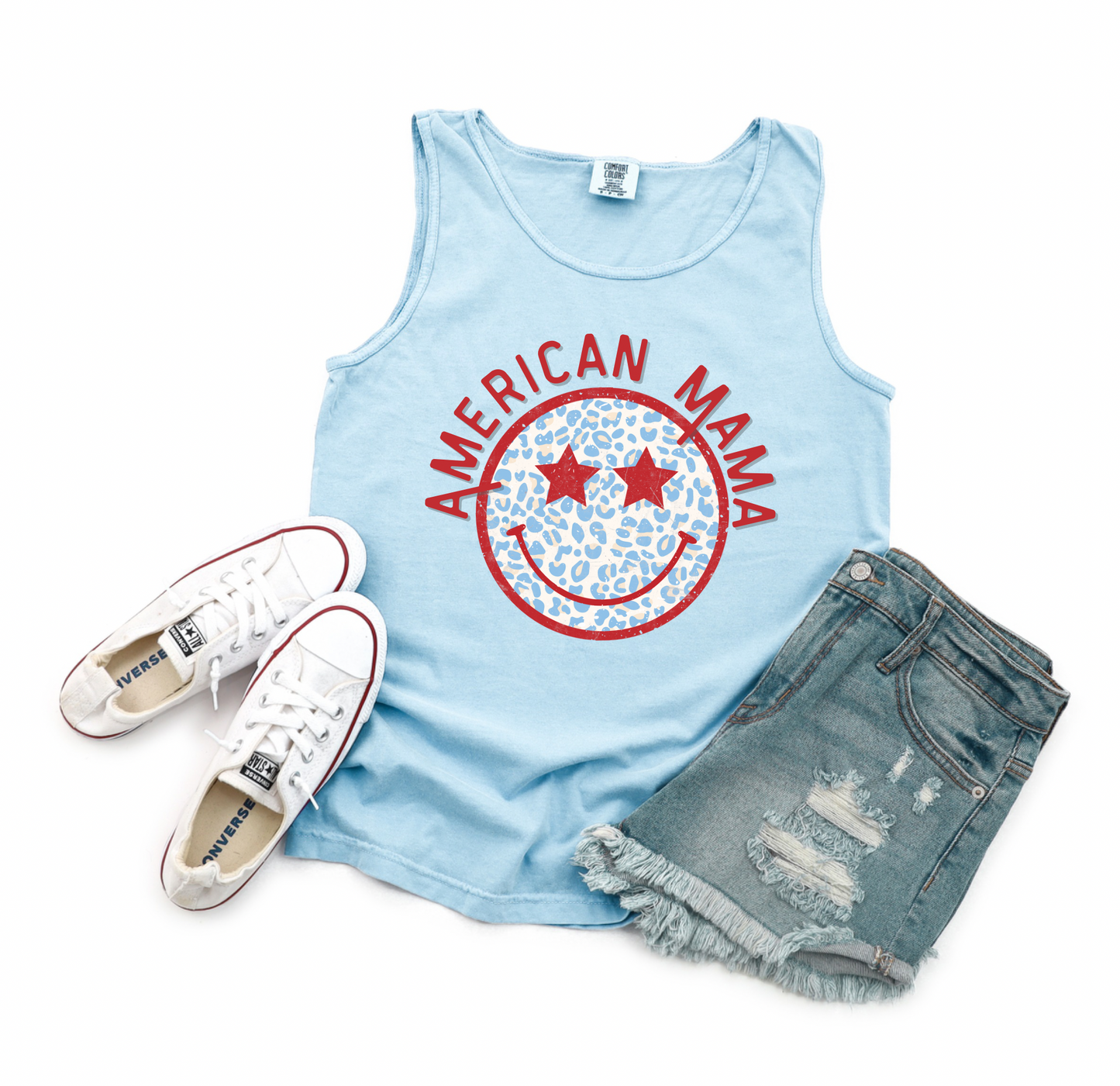 American Smiley Adult Short Sleeve Tank