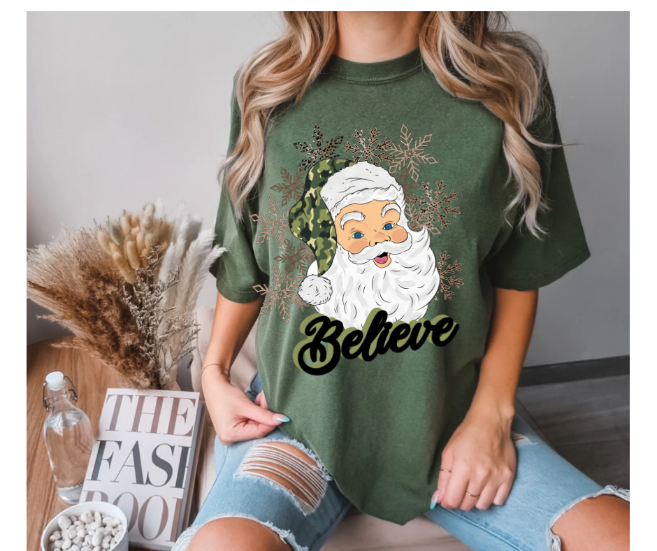 Santa Believe Adult Short Sleeve Tee