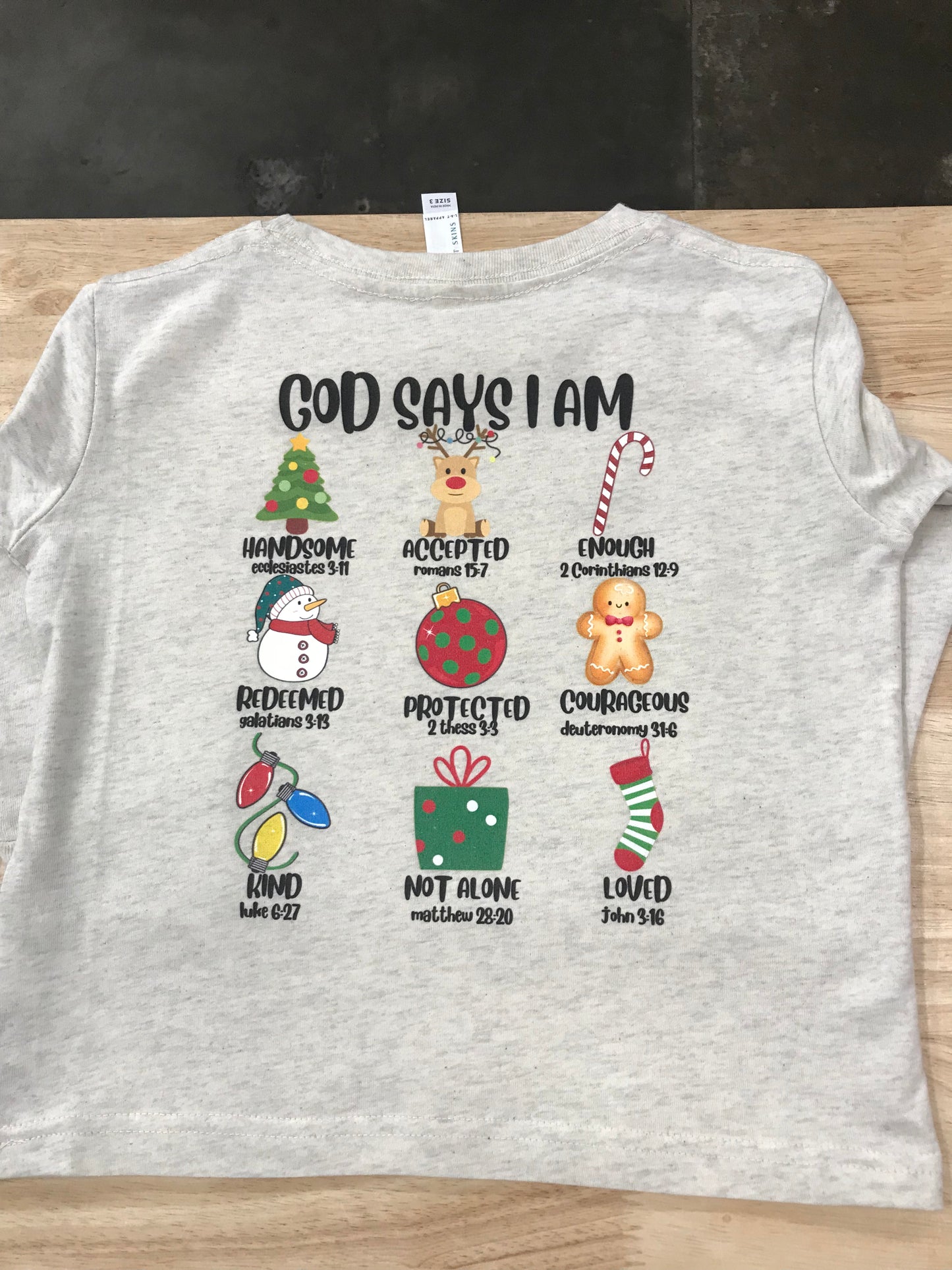 God Says I Am Loved Christmas Long Sleeve Tee