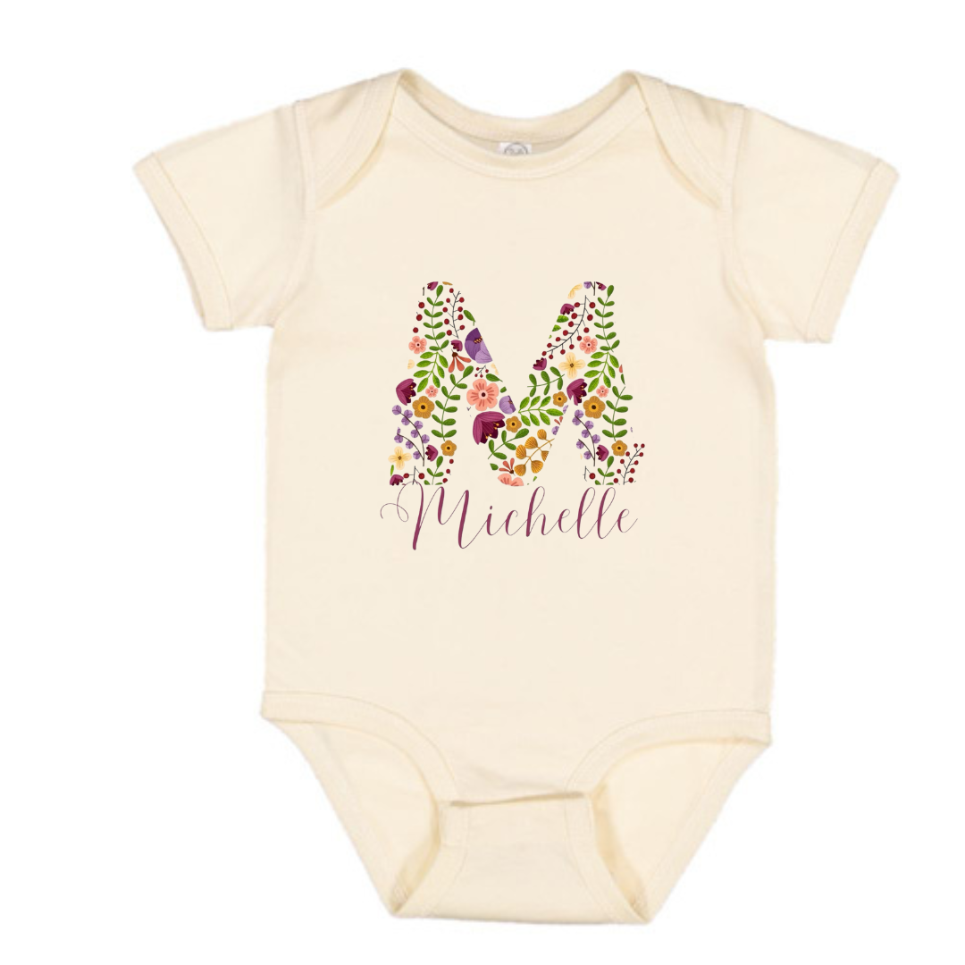 Floral Initial Onesie