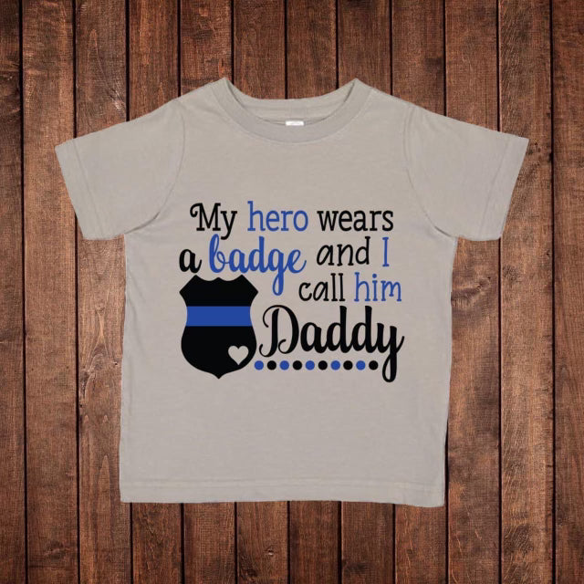 My Hero Wears A Badge Boys Tee